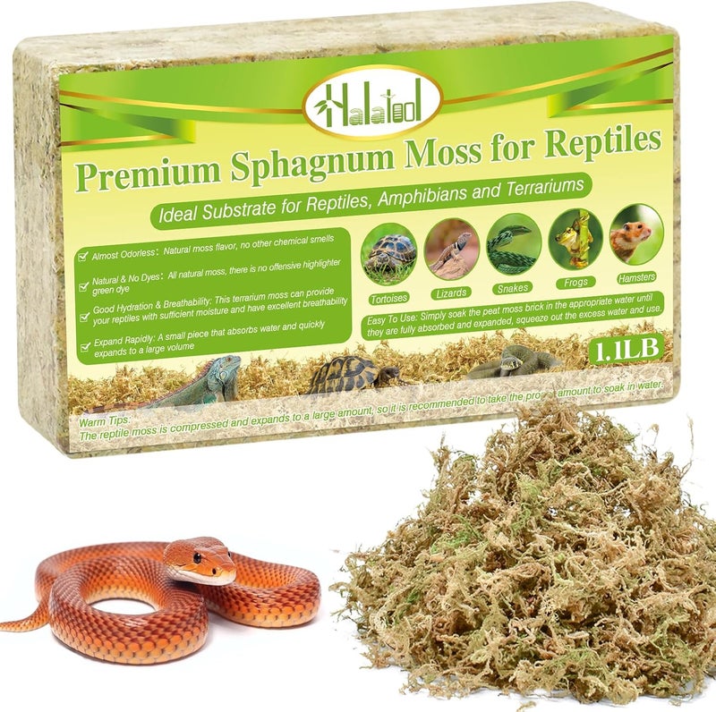 Halatool 1.1LB Sphagnum Moss for Reptiles(Turtles, Geckos, Snakes, Frogs, Hamsters), Natural Forest Long Fibered Dried Moss Bulk for Reptiles Substrate & Bedding - 25QT Reptile Habitat Accessories - Image 1